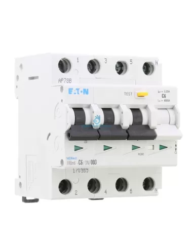 Disjoncteur différentiel Eaton Frbm6-c6/3n/003 c6 4p 6ka 003